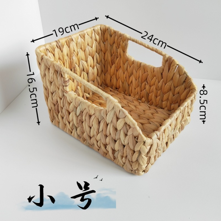 Creative Nordic-style straw woven water hyacinth storage box, scallion, ginger and garlic storage basket, basket storage basket, seaweed woven basket Specification image