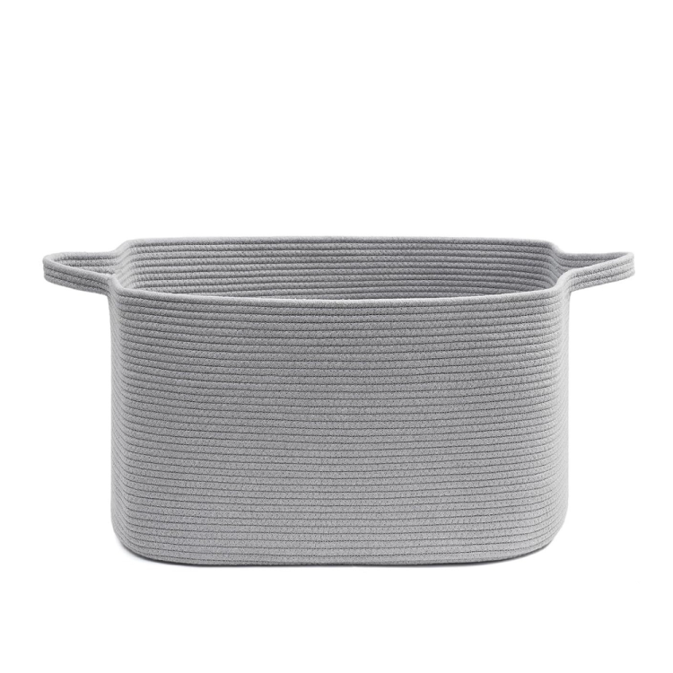 Cotton rope large dirty clothes basket, woven dirty clothes basket, clothes storage basket, plush toy storage bucket, storage basket details Picture