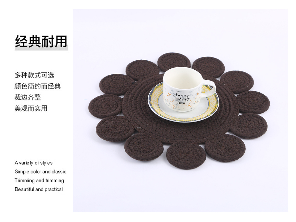 Ins-style Nordic-style circular woven table MATS, home heat-resistant and heat-insulating table, cup and bowl MATS, pot MATS, with a variety of colors pic 2