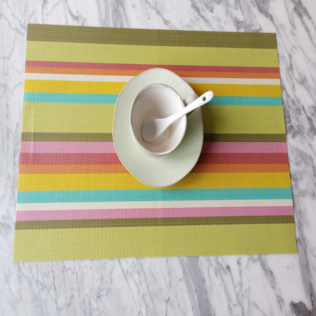 Teslin placemats, heat-insulating PVC Western placemats, anti-slip MATS, bowl MATS, plate MATS, cup MATS, tea art MATS, thickened striped woven
