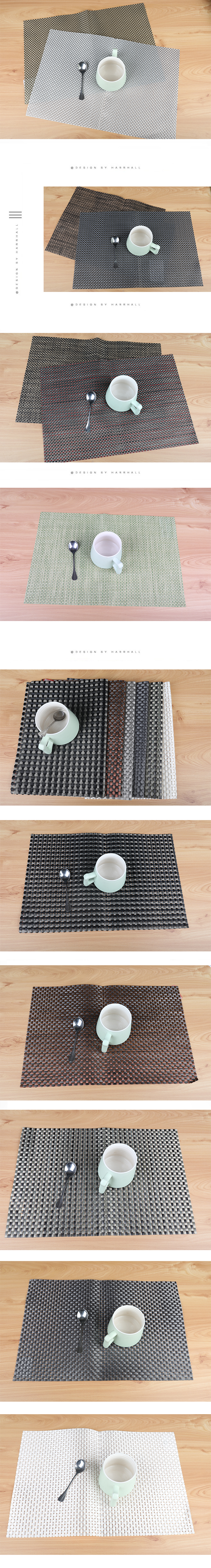 Eco-friendly premium thickened 4*4 woven PVC Teslin placemats, Japanese and European style heat-insulating table MATS, plate MATS and bowl MATS pic 1