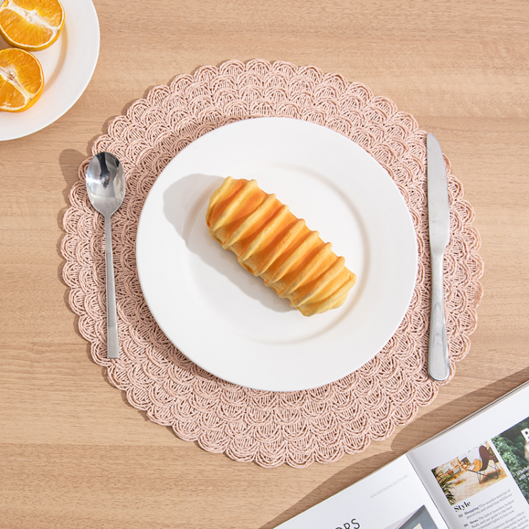 圆形波浪纹花瓣纸餐垫创意现代简约装饰垫手工编织隔热垫桌垫杯垫