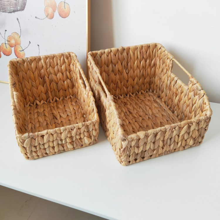 Creative Nordic-style straw woven water hyacinth storage box, scallion, ginger and garlic storage basket, basket storage basket, seaweed woven basket