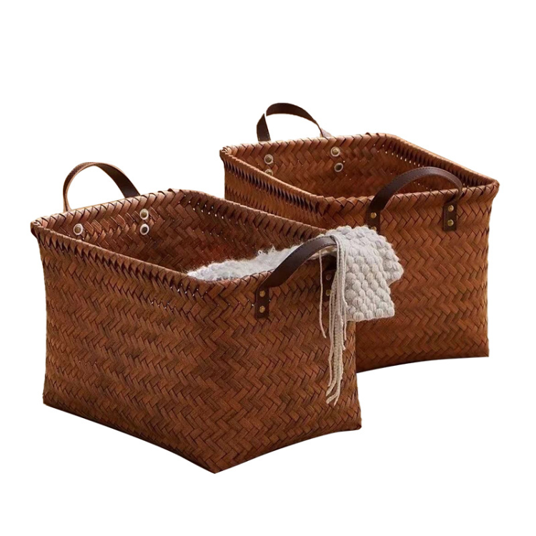 Woven basket home storage, retro style, multi-functional storage, fast delivery details Picture