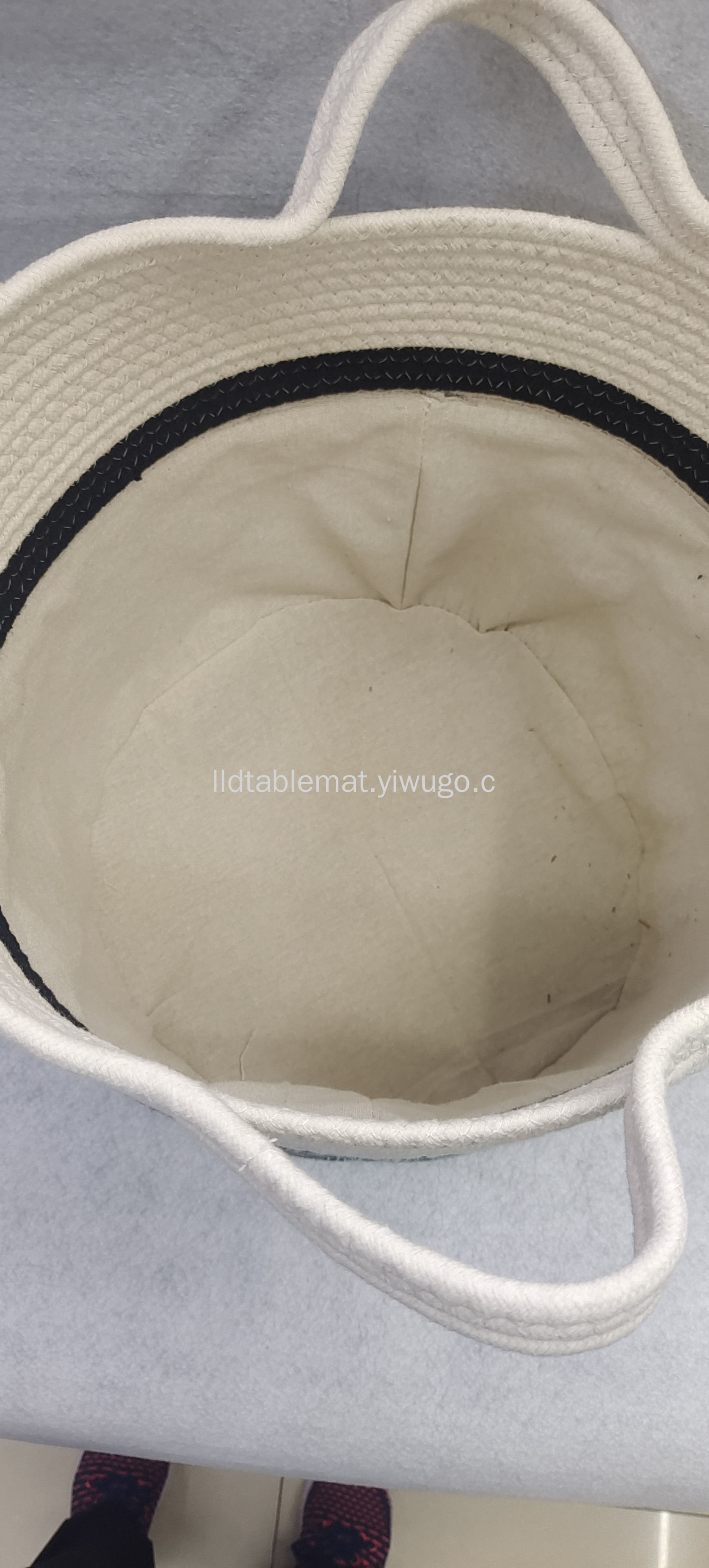 Pastoral style canvas printed dirty clothes basket, woven rope dirty clothes basket, spliced cotton and linen storage bucket, portable laundry basket pic 10