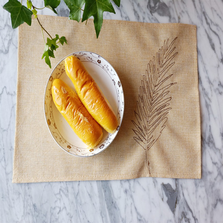 New eco-friendly single-layer feather embroidery cotton and linen fabric placemats, Japanese and European style heat insulation pads, table plate pads, bowl pads and coaster pads details Picture