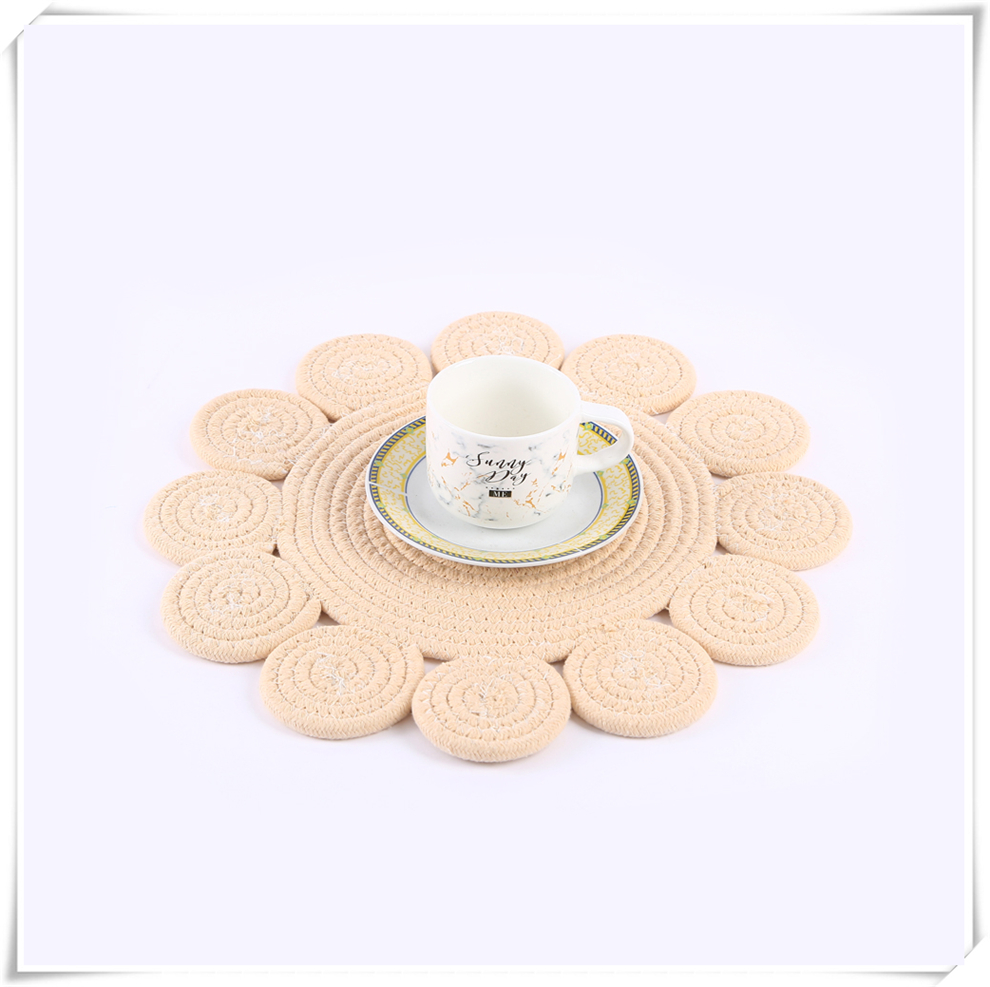 Ins-style Nordic-style circular woven table MATS, home heat-resistant and heat-insulating table, cup and bowl MATS, pot MATS, with a variety of colors pic 13