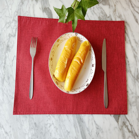 Double-layer solid-color cotton and linen fabric placemats, Japanese and European style heat-insulating table MATS, plate MATS, bowl MATS, cup MATS, and heat-resistant MATS for students and children details Picture