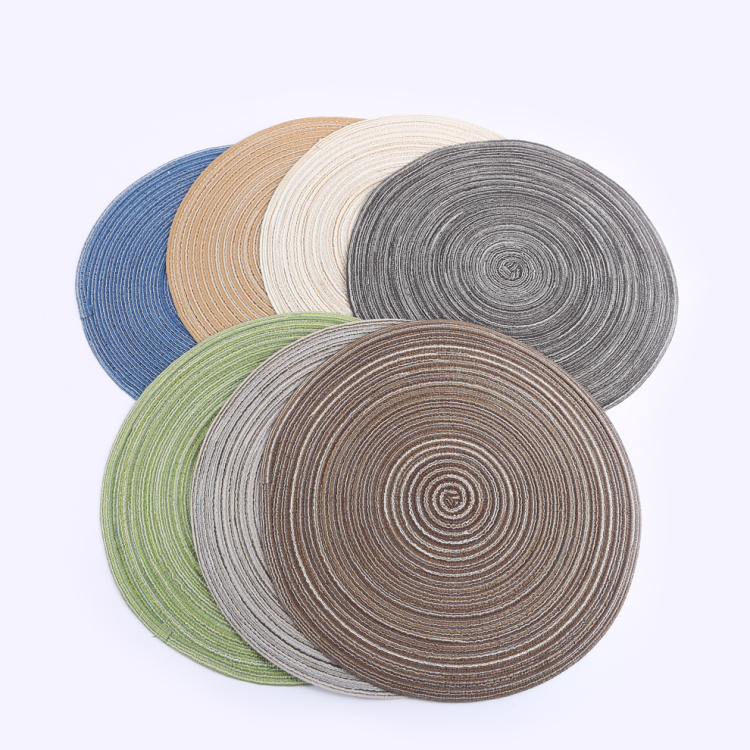 圆形北欧风棉纱餐垫 苎麻编织隔热盘垫 影棚装饰道具垫家用防烫垫
