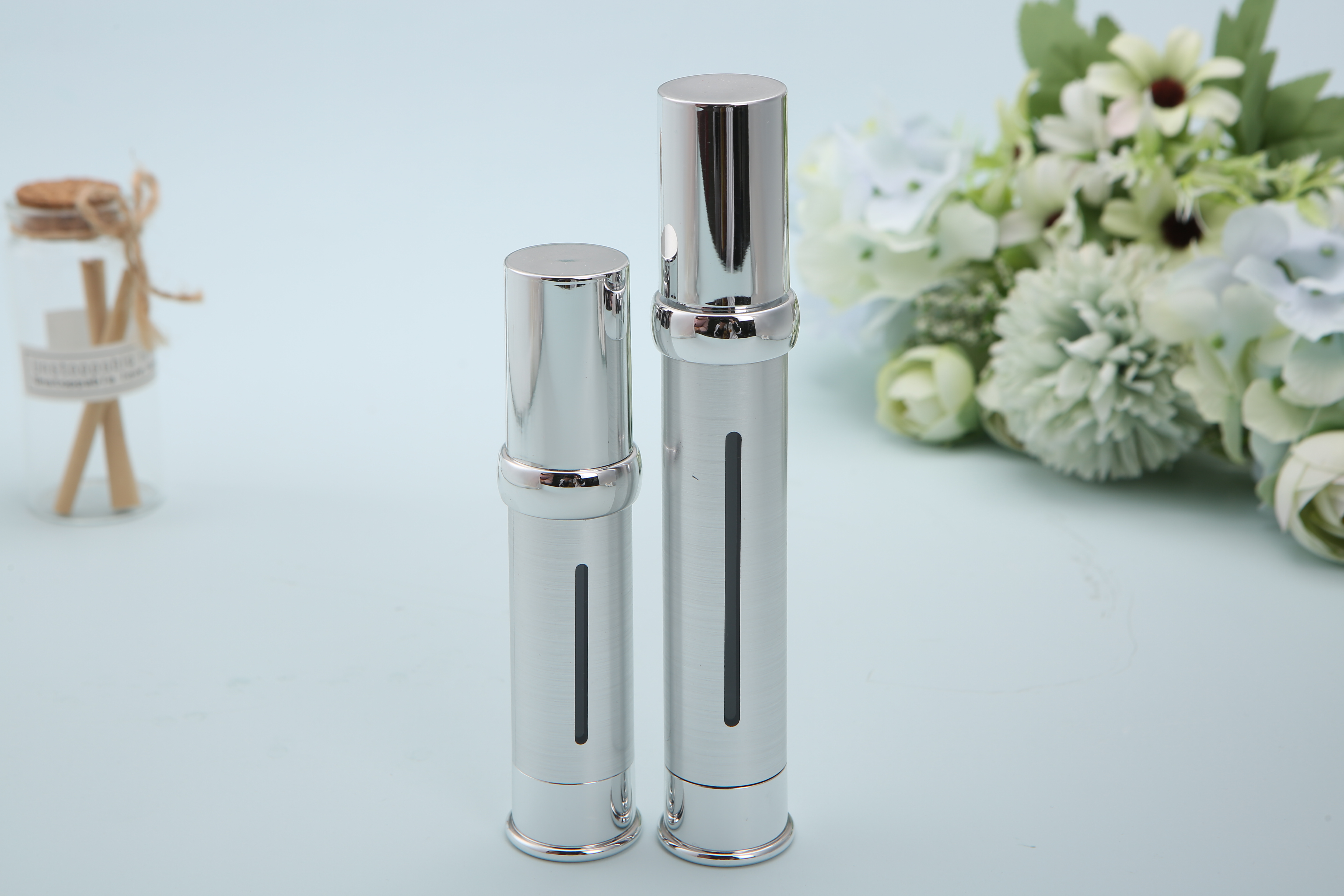 真空乳液瓶15ml 20ml 30ml  亮银电镀乳霜瓶可印logo