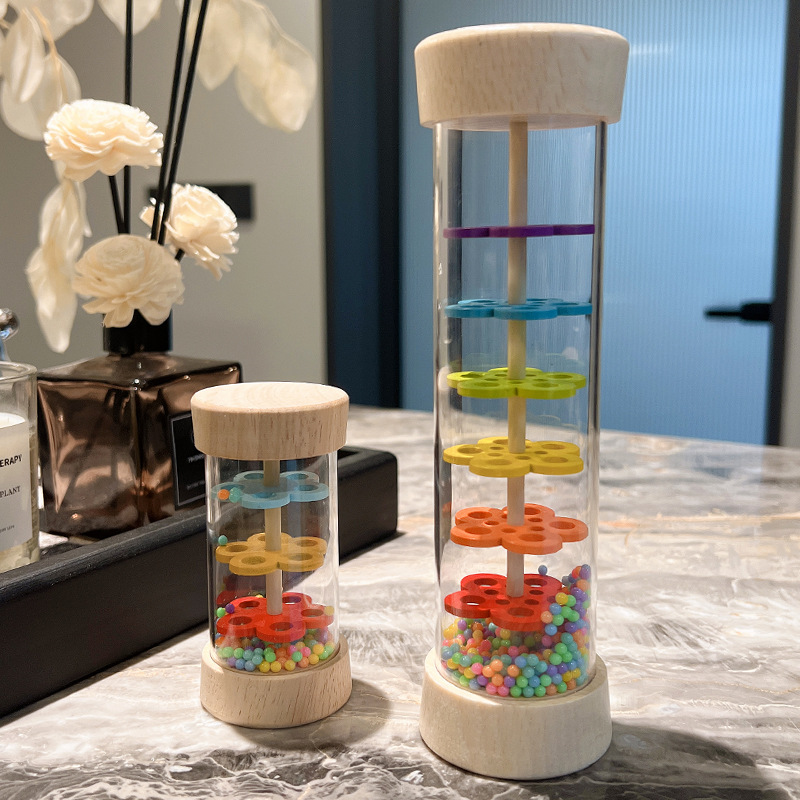 跨境儿童雨声筒模拟器沙漏响筒彩虹棒宝宝沙铃早教益智教具玩具