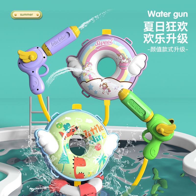 泼水节地摊玩具批发儿童背包水枪抽拉式男女孩沙滩户外打水仗玩具