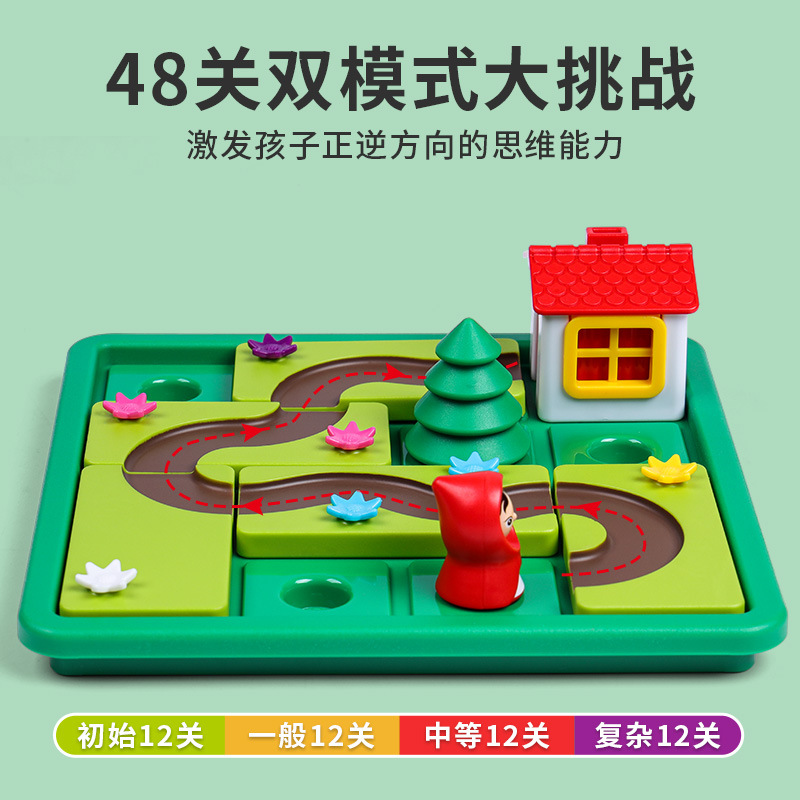 Children's educational space logic thinking challenge board game Little Red Riding Hood and Big Bad Wolf parent-child intelligence pass toy