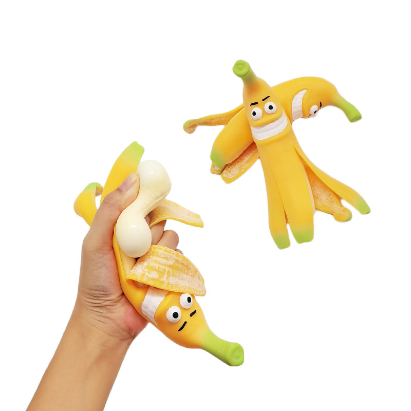 Factory-processed and customized creative soft rubber lala fun stress-relieving toys, simulated peeled bananas, stress-relieving children's gifts Item Picture