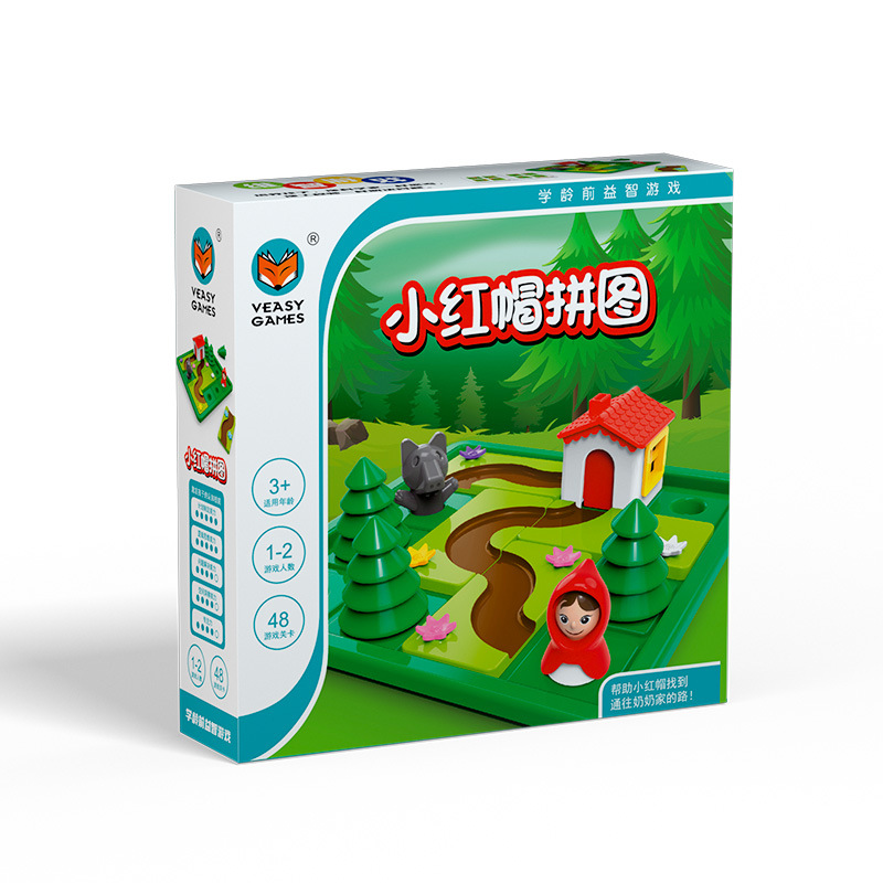 Children's educational space logic thinking challenge board game Little Red Riding Hood and Big Bad Wolf parent-child intelligence pass toy Item Picture