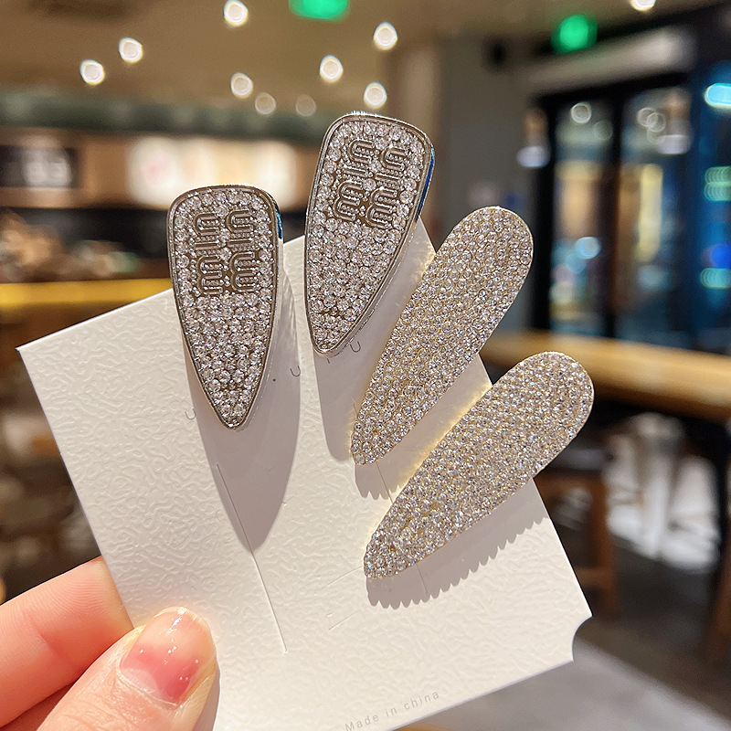 韩国轻奢水钻发夹少女前额碎发刘海侧边夹发卡满钻鸭嘴夹子详情1