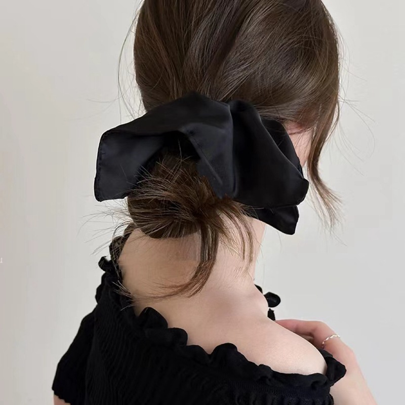 缎面方巾大肠发圈复古简约慵懒风头花头圈头饰女