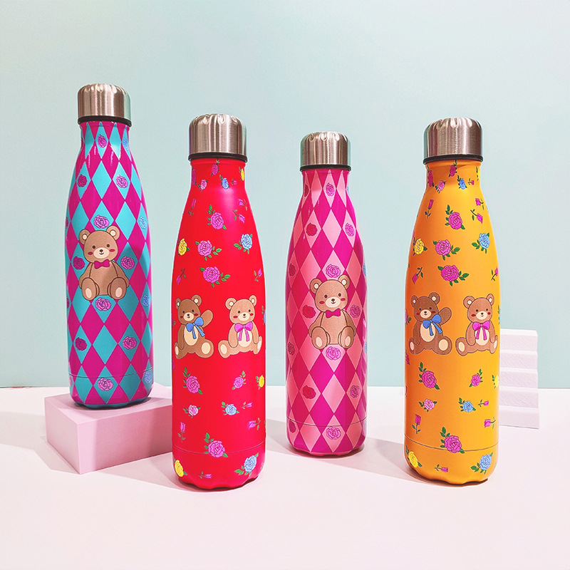 厂家直销跨境304不锈钢保温杯双层真空直筒可乐瓶小熊创意杯STOCK详情1