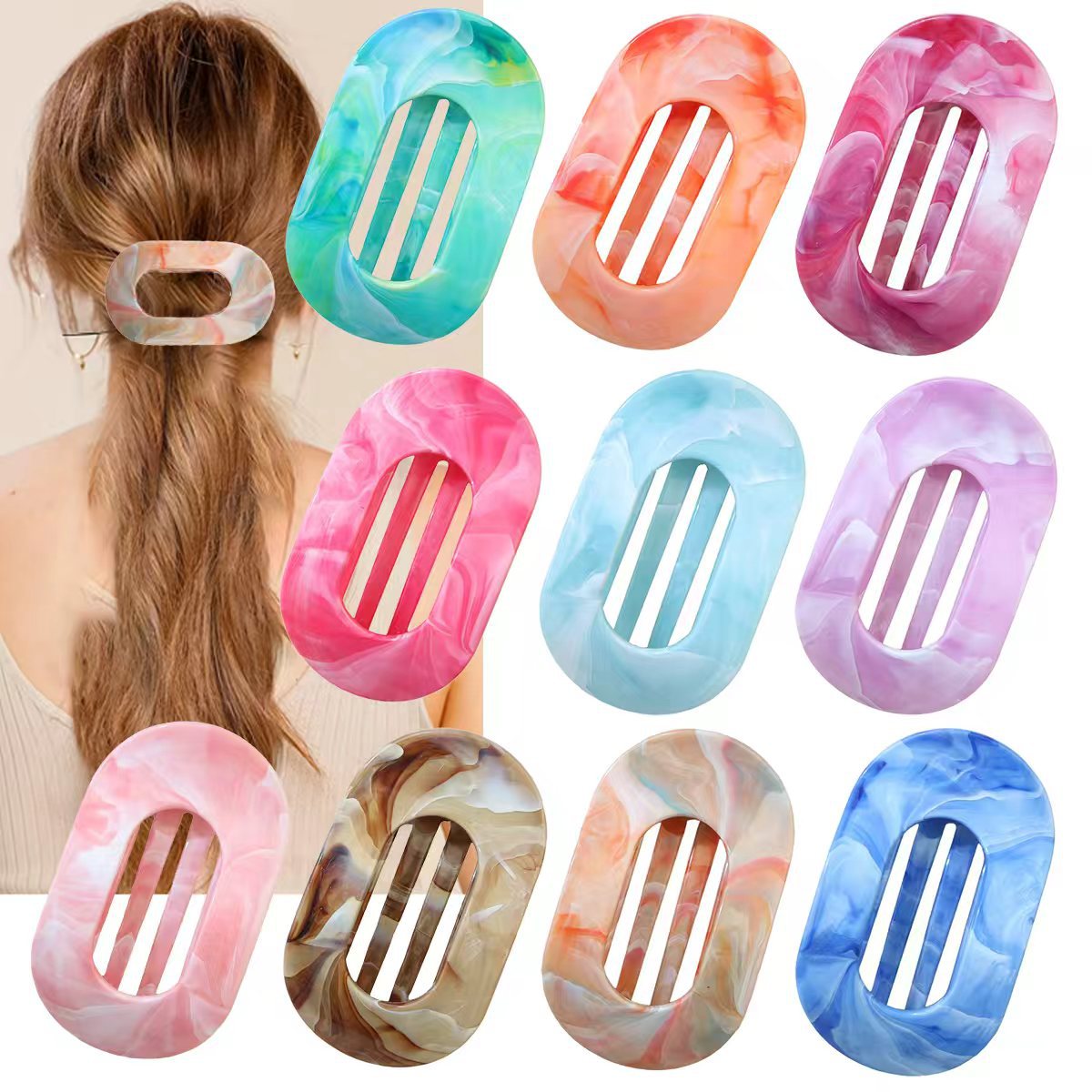 晕染椭圆鸭嘴夹女盘发鲨鱼夹发夹2025新款发饰详情2