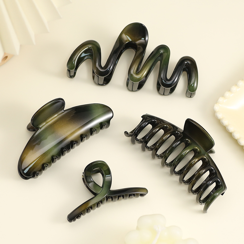 PC发夹女高级感渐变黑色抓夹大号发量后脑勺盘发鲨鱼夹发饰头饰