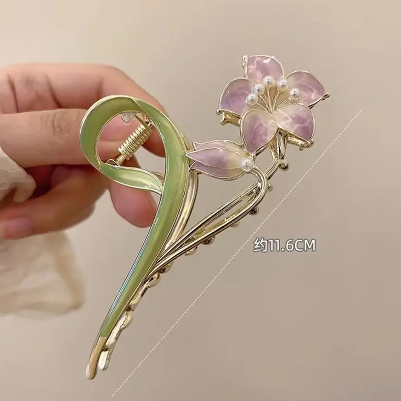 日韩早春款花朵抓夹女发夹发饰ins花朵鲨鱼夹详情5