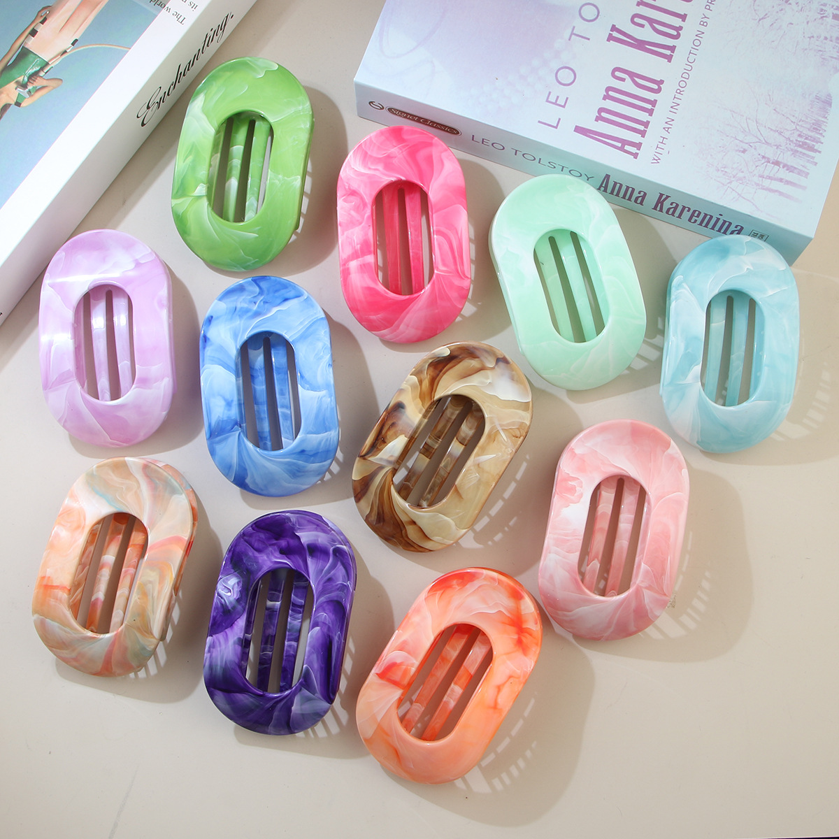 晕染椭圆鸭嘴夹女盘发鲨鱼夹发夹2025新款发饰