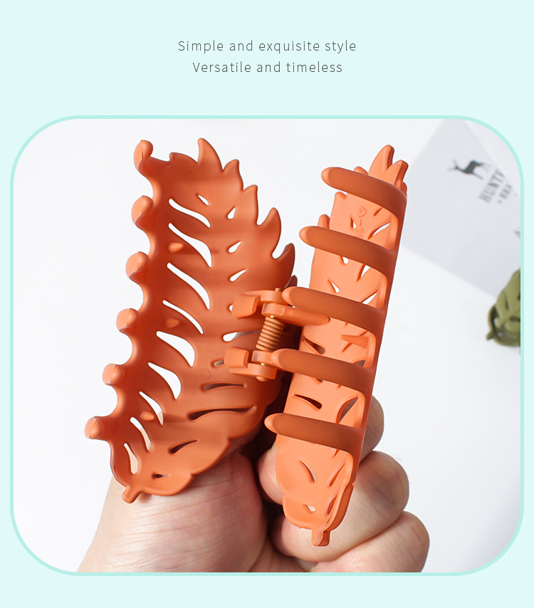 韩版树叶发夹磨砂抓夹丸子头盘发发卡女发抓头饰详情6