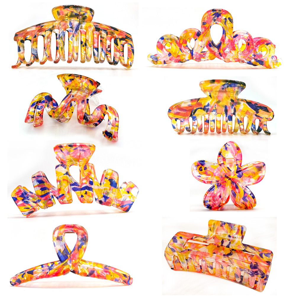 发夹印花发夹发饰盘发头饰欧美东南亚外贸跨境头饰Hairclaw详情2