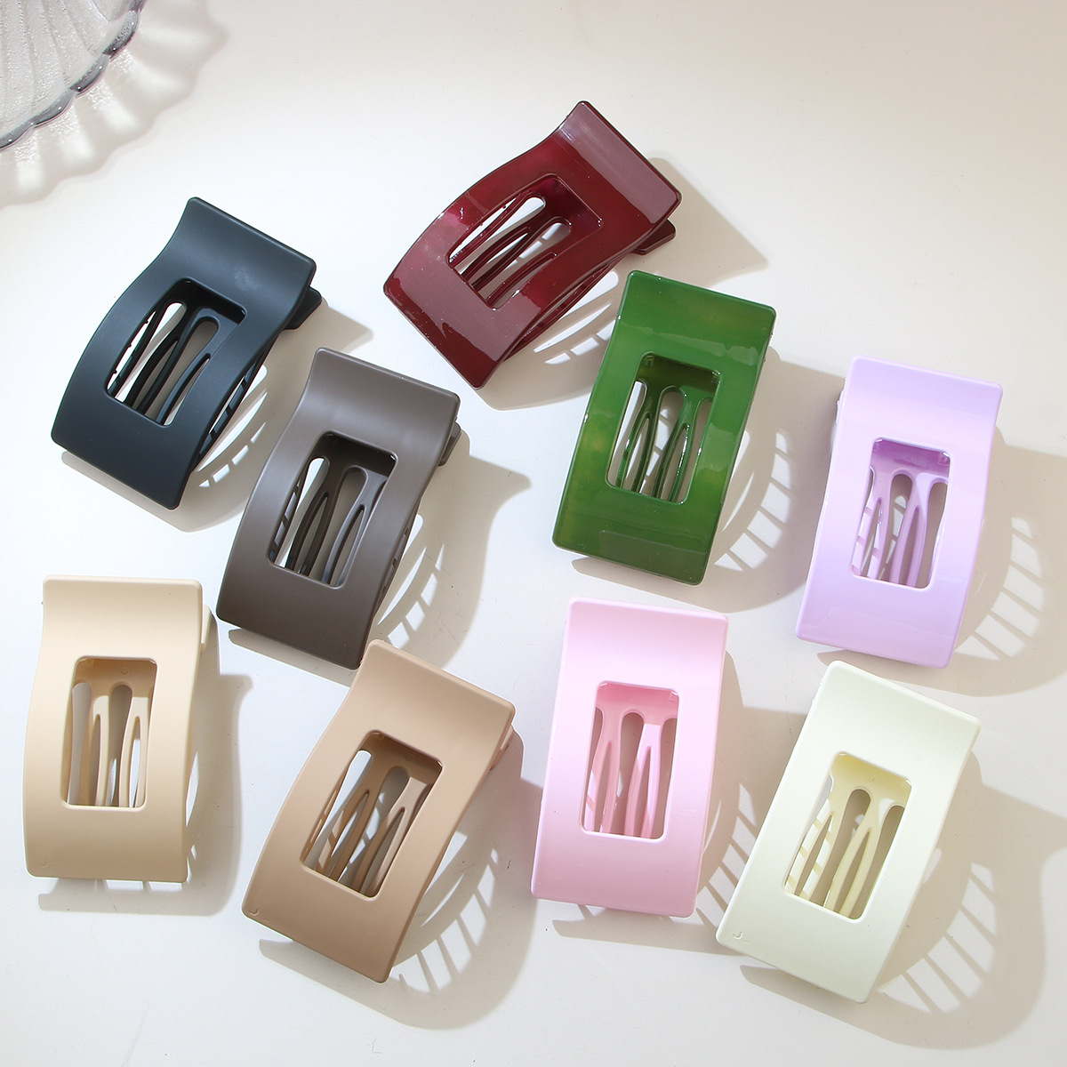 亚马逊新款大号无痕喷漆扁平鸭嘴夹发夹女发卡跨境发饰