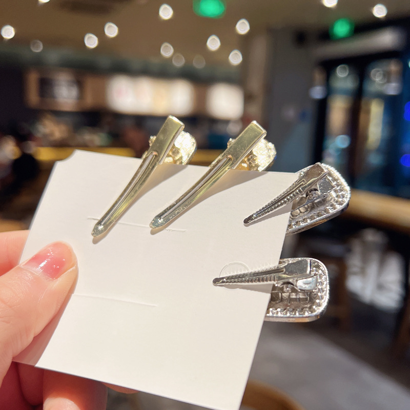 韩国轻奢水钻发夹少女前额碎发刘海侧边夹发卡满钻鸭嘴夹子