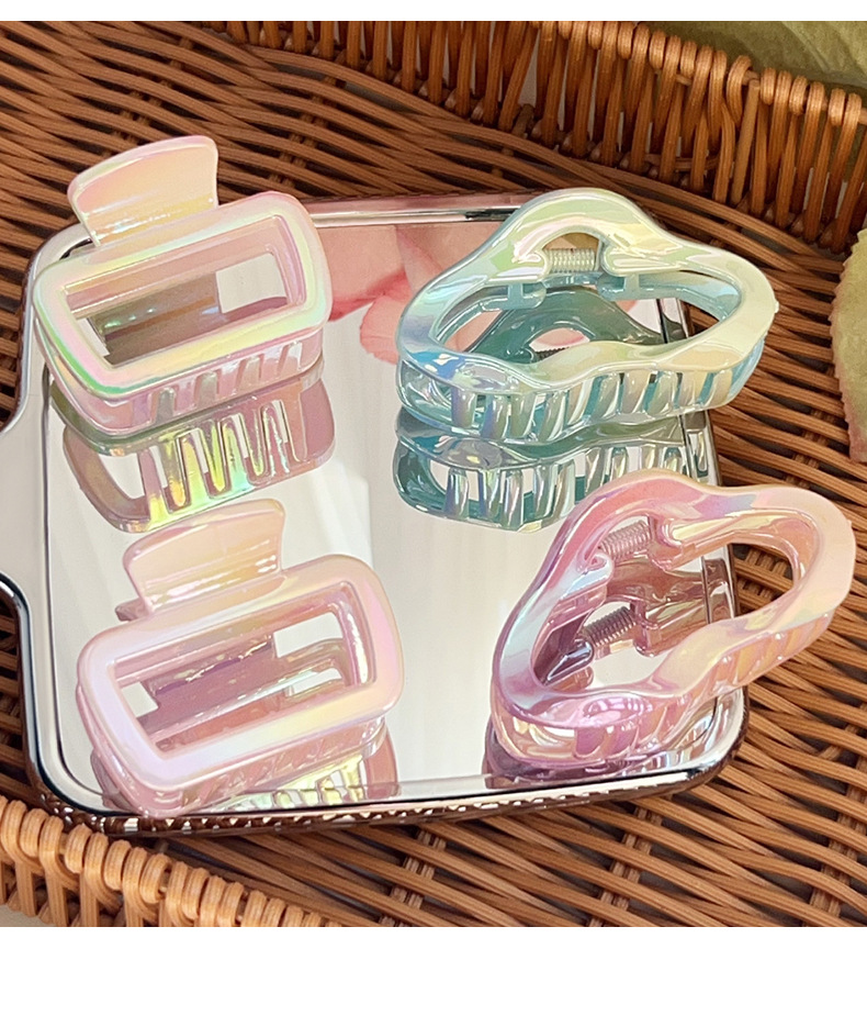 春夏渐变色方形抓夹镂空云朵半扎发夹鲨鱼夹发饰新品详情7