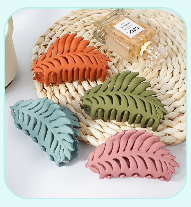 韩版树叶发夹磨砂抓夹丸子头盘发发卡女发抓头饰详情3