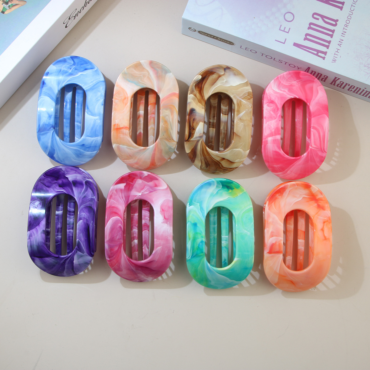 晕染椭圆鸭嘴夹女盘发鲨鱼夹发夹2025新款发饰详情5