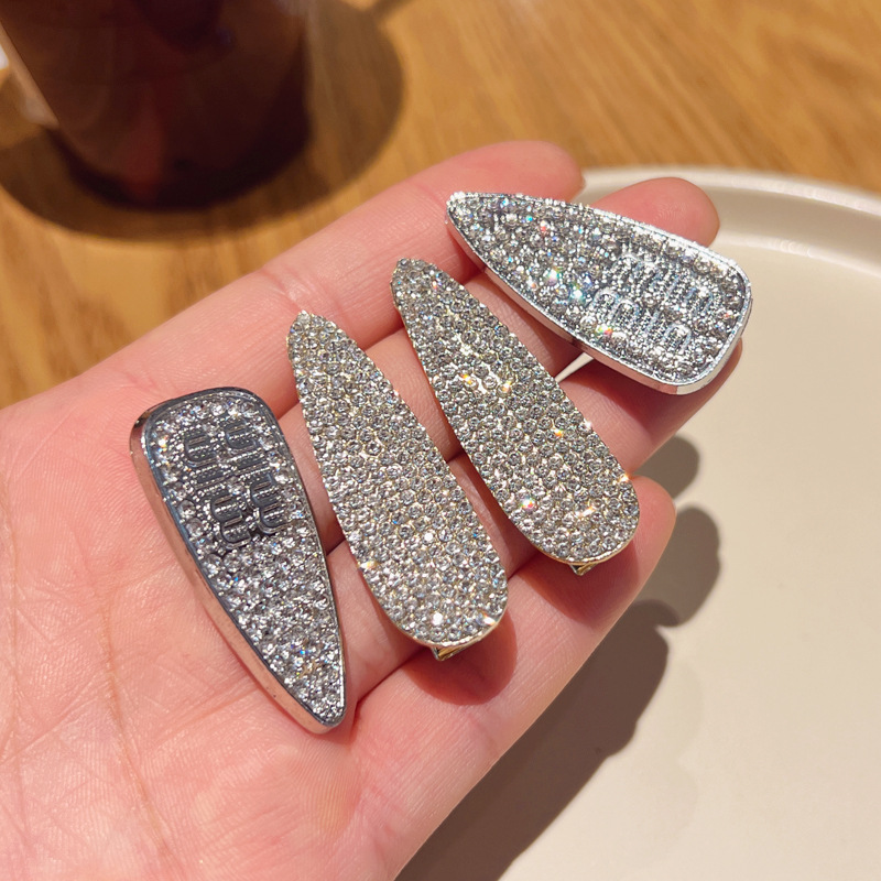 韩国轻奢水钻发夹少女前额碎发刘海侧边夹发卡满钻鸭嘴夹子详情4