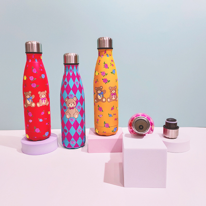 厂家直销跨境304不锈钢保温杯双层真空直筒可乐瓶小熊创意杯STOCK详情6