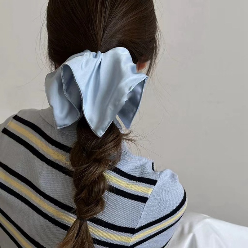 缎面方巾大肠发圈复古简约慵懒风头花头圈头饰女详情2