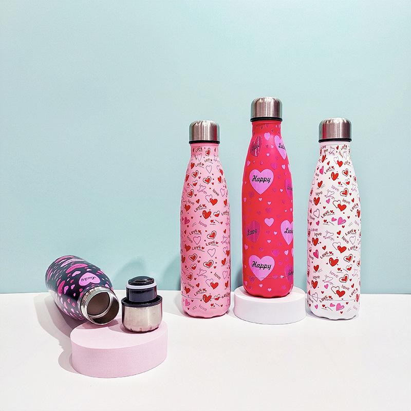 厂家直销跨境304不锈钢保温杯双层真空可乐瓶情人节水杯现货STOCK