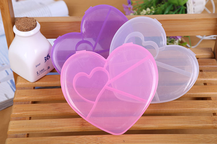 创意新品5格透明塑料爱心收纳盒 便利分格药盒饰品盒首饰盒详情7