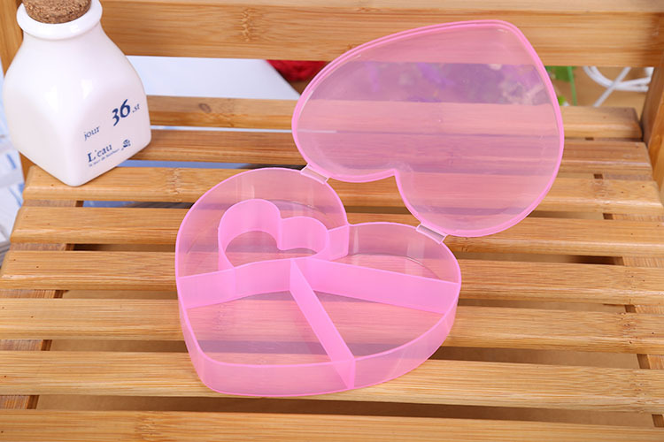 创意新品5格透明塑料爱心收纳盒 便利分格药盒饰品盒首饰盒详情11