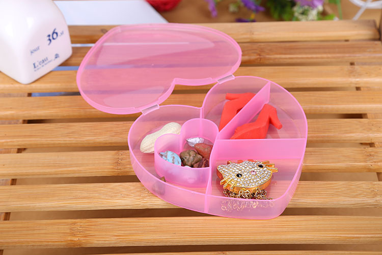 创意新品5格透明塑料爱心收纳盒 便利分格药盒饰品盒首饰盒详情12