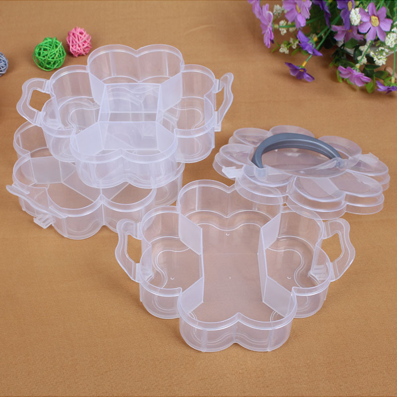 新款花朵型梅花三层塑料收纳盒 创意家居生活用品