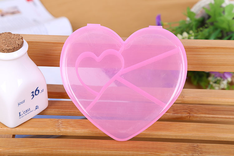 创意新品5格透明塑料爱心收纳盒 便利分格药盒饰品盒首饰盒详情10