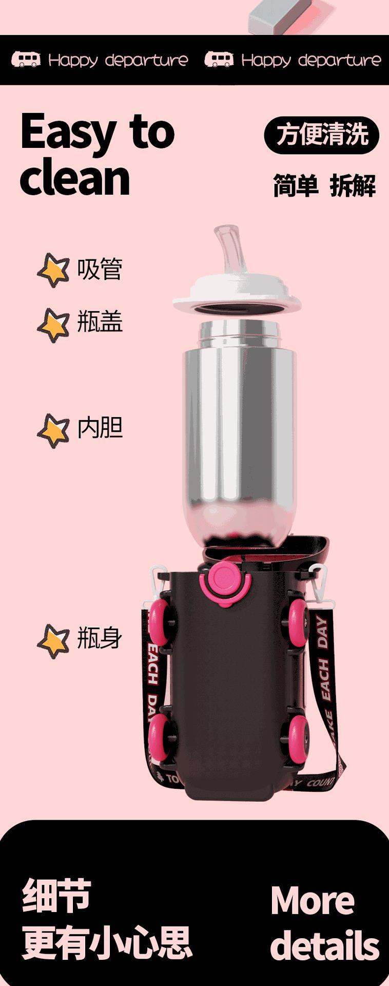 宝宝巴士汽车儿童保温杯茶杯可爱吸管杯316学生创意卡通水杯子详情8