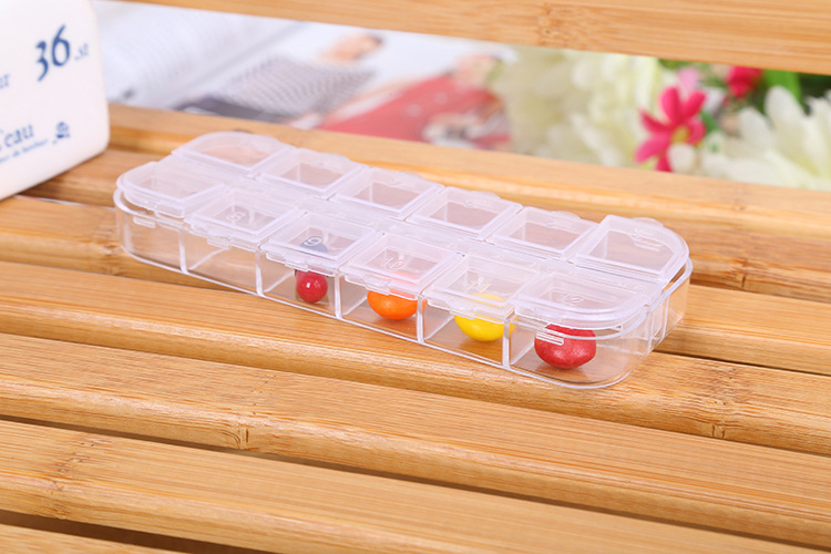 厂家直销独开盖12格双排高质透明塑料收纳盒桌面整理盒水钻盒等详情8