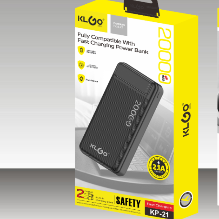 The Cool KLGO KP-21 20000mah black and white power bank can be taken on the plane details Picture
