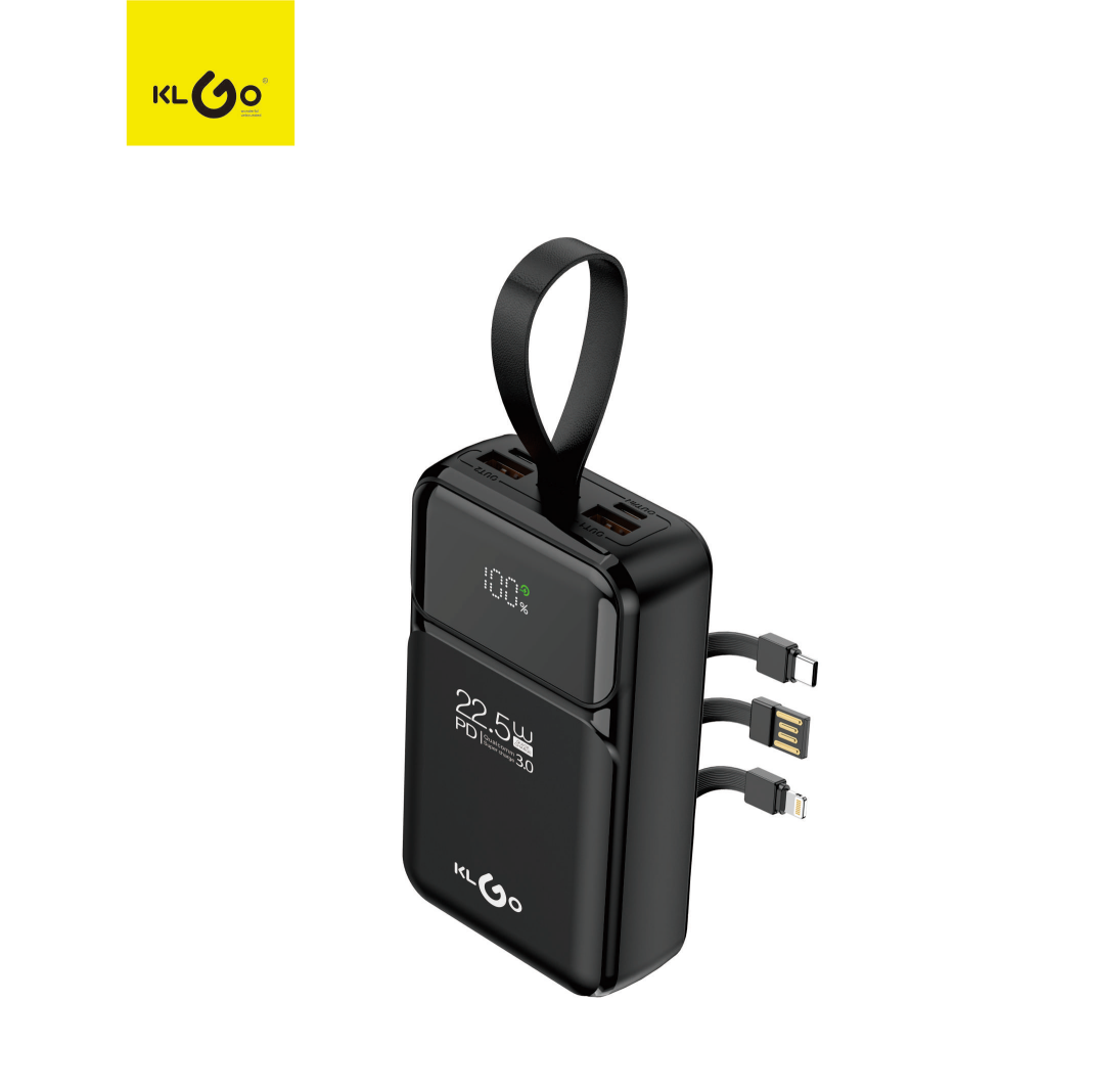 Coolwei KLGO KP-36 20000mah PD22.5W power bank with built-in three-head data cable pic 1