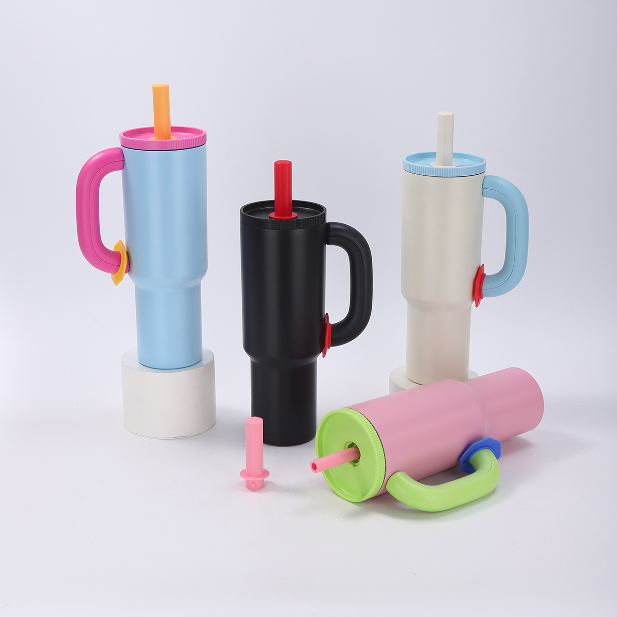 新款40OZ冰霸杯多巴胺色巨无霸汽车杯车载保温杯带手柄吸管杯