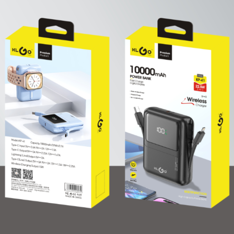 Coolwei KLGO KP-41 10000mah PD22.5W Wireless Charging Power Bank with Cable Application Scenario