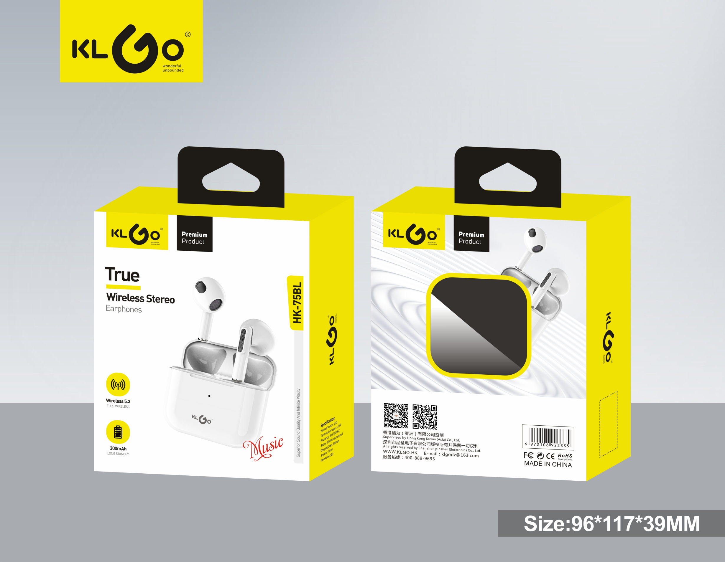 Cool KLGO White V5.3 Bluetooth version in-ear TWS Bluetooth headphones pic 2