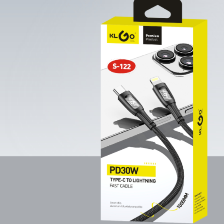Cool for KLGO S-122 PD/30W IOS TO TYPE-C black and white optional fast charging data cable details Picture